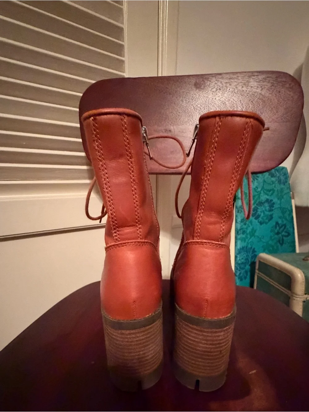 Steve Madden Cognac Platform Lace-Up Boots